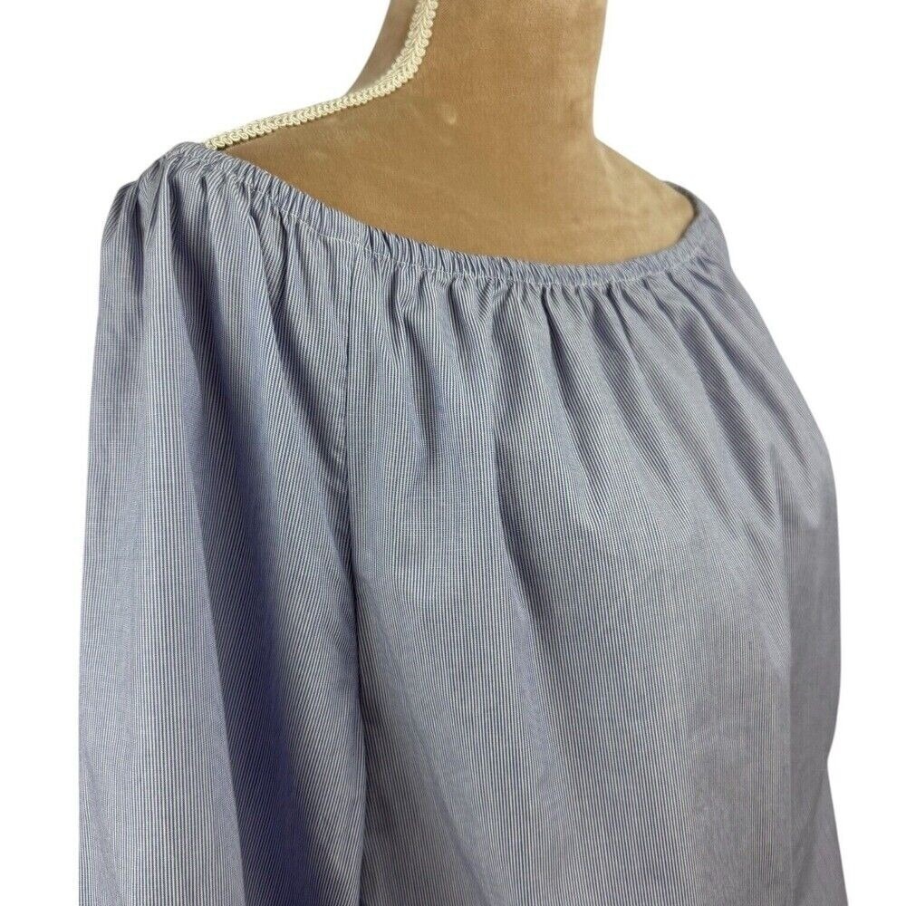 Maeve Womens XS Top Blue White Cotton Chambray Off Shoulder Preppy‎ Spring NWT - Picture 8 of 16